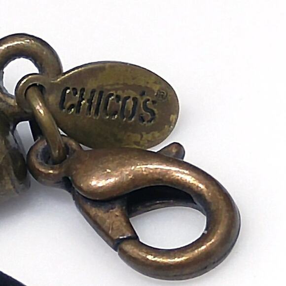 Chico's Enamel Rhinestone Leather Pendant Necklace, 20 Inches - Picture 4 of 7